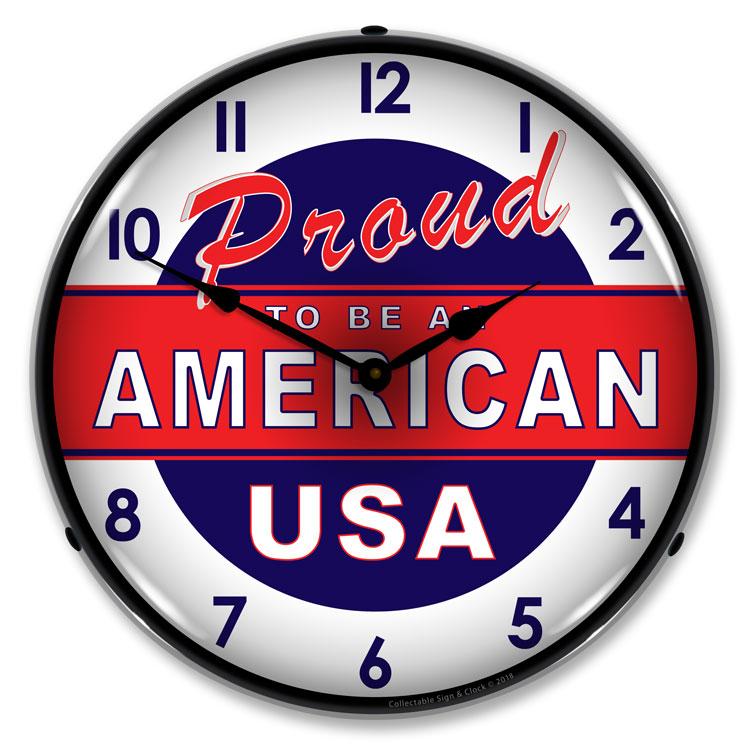 Collectable Sign and Clock - Proud to be American Clock - 