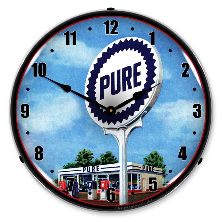Collectable Sign and Clock - Pure Gas Station Clock - Wall 