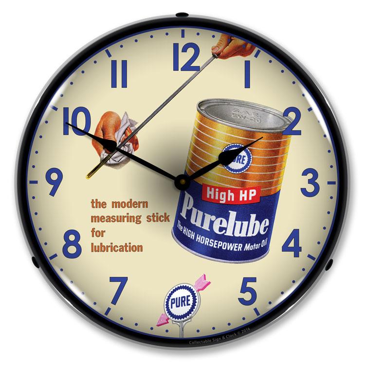 Collectable Sign and Clock - Purelube Oil Clock - Wall 