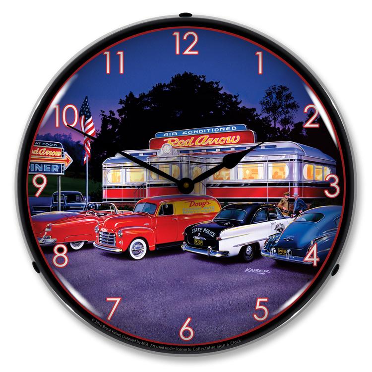 Collectable Sign and Clock - Red Arrow Dinner Clock - Wall 