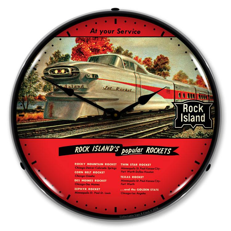 Collectable Sign and Clock - Rock Island Rockets Clock - 