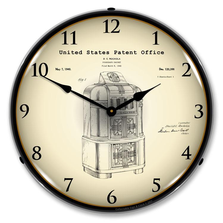 Collectable Sign and Clock - Rockola Jukebox 1940 Patent 