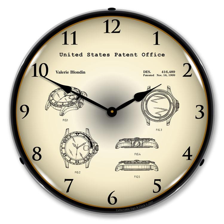 Collectable Sign and Clock - Rolex Diving Watch 1999 Patent 