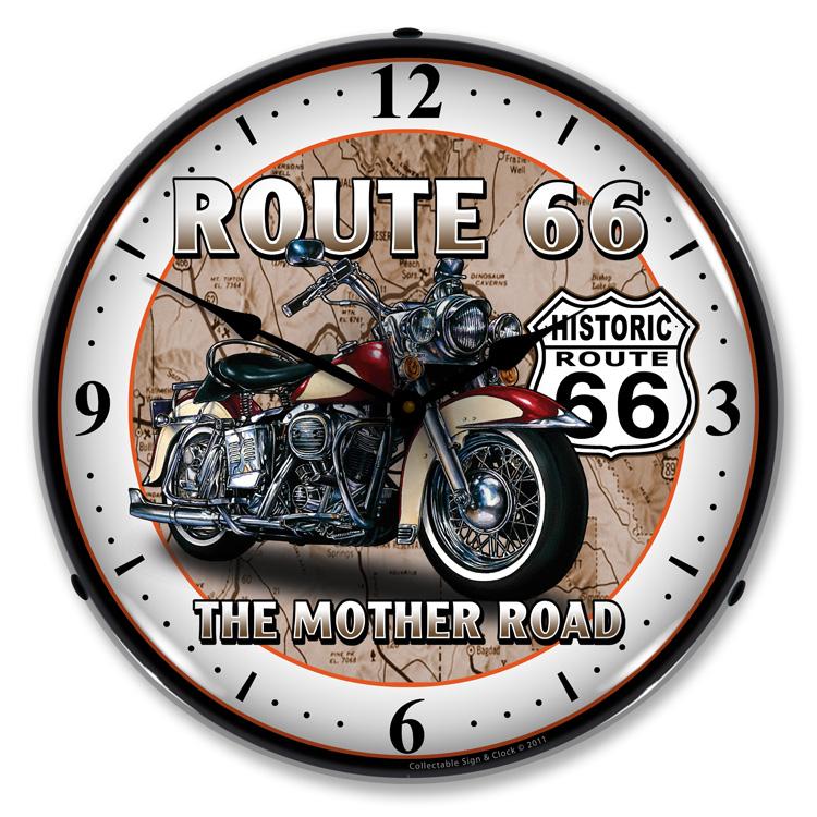 Collectable Sign and Clock - Route 66 Bike Clock - Wall 