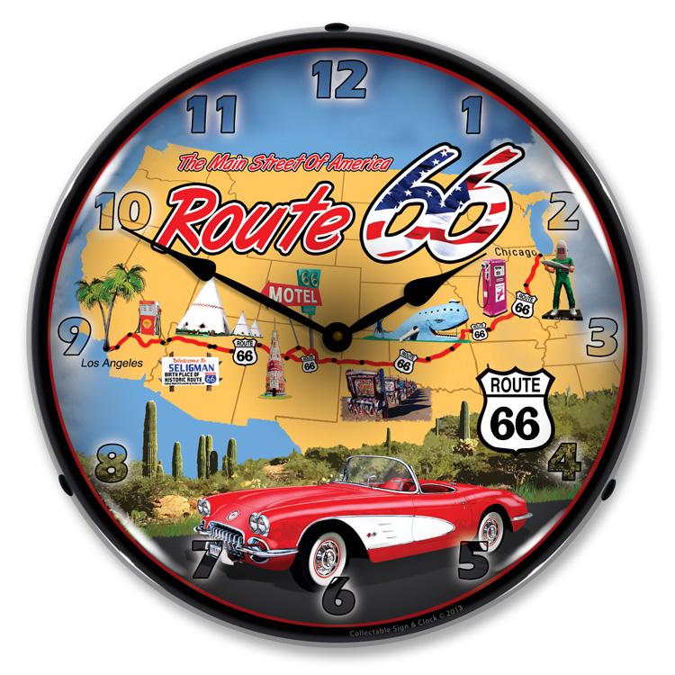 Collectable Sign and Clock - Route 66 USA Clock - Wall 