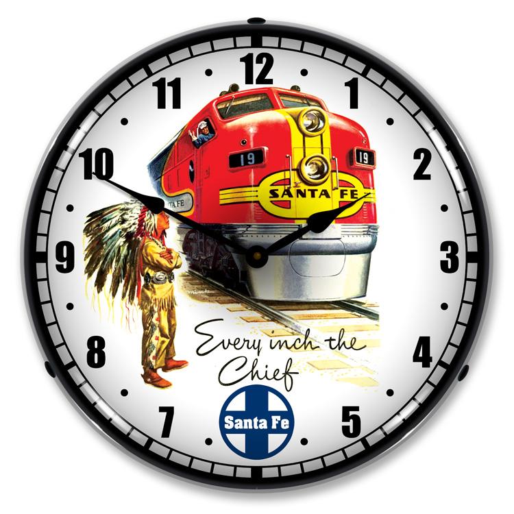 Collectable Sign and Clock - Sante Fe Chief Clock - Wall 