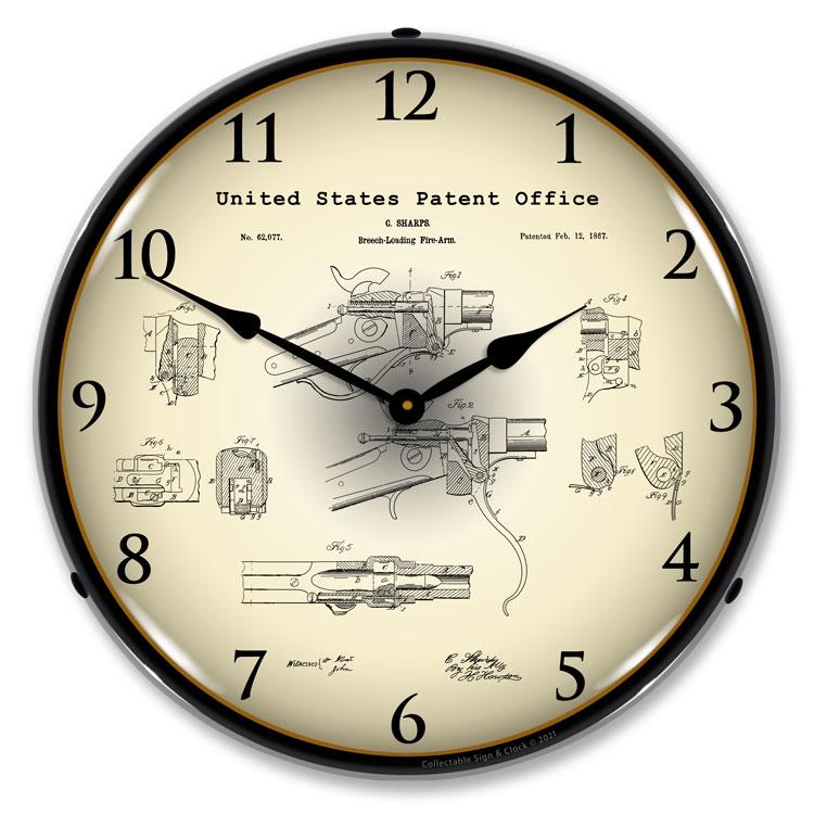 Collectable Sign and Clock - Sharps Breech Rifle 1867 Patent