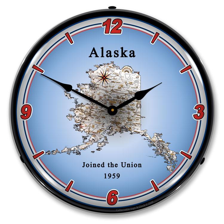 Collectable Sign and Clock - State of Alaska Clock - Wall 