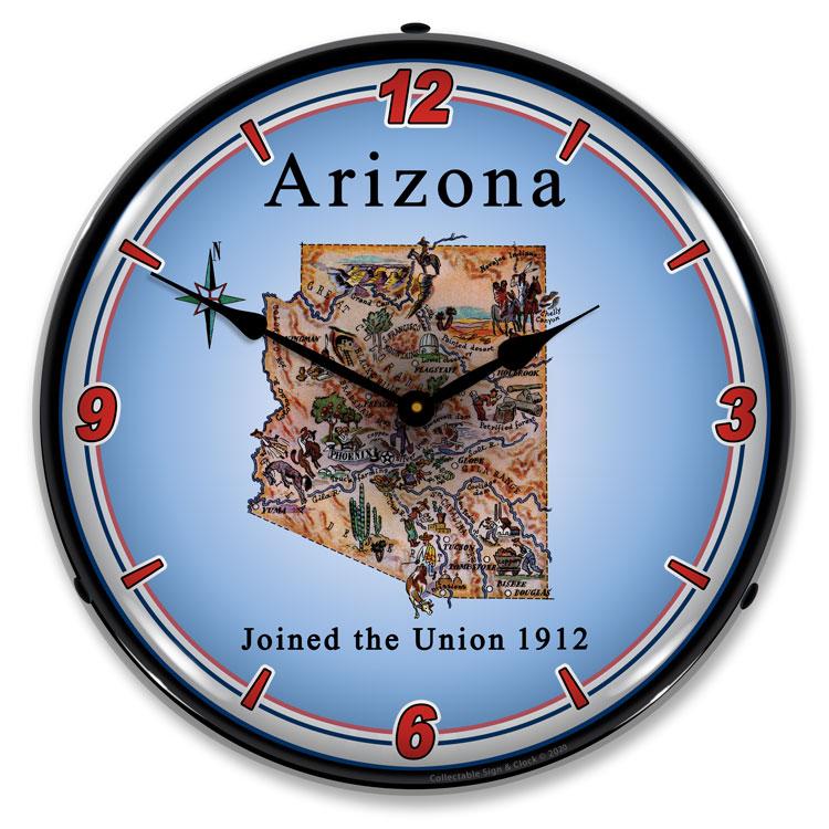 Collectable Sign and Clock - State of Arizona Clock - Wall 