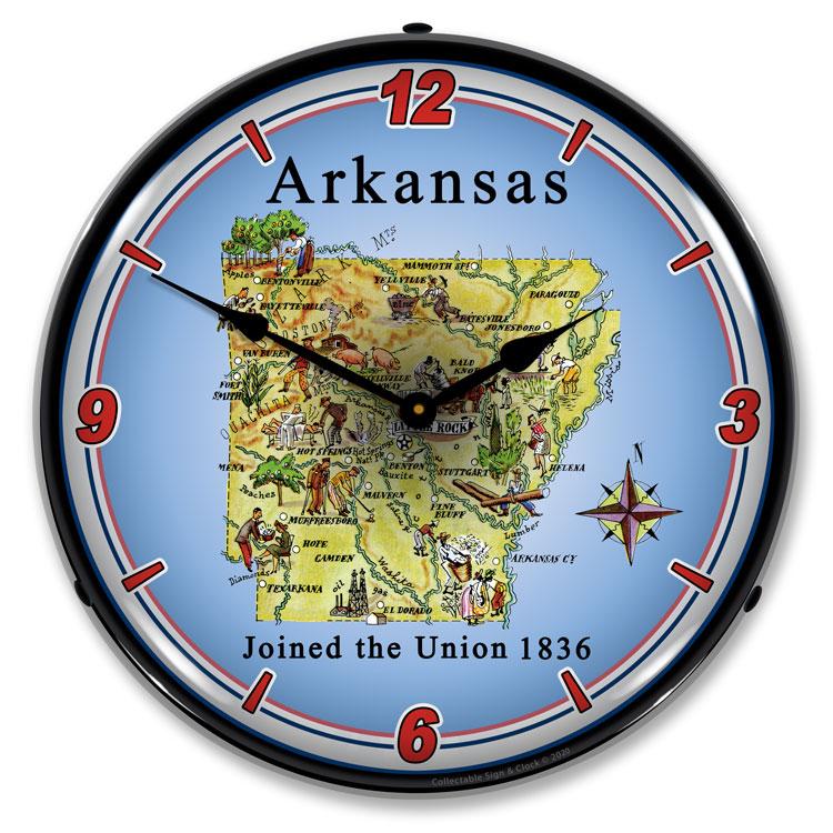 Collectable Sign and Clock - State of Arkansas Clock - Wall 