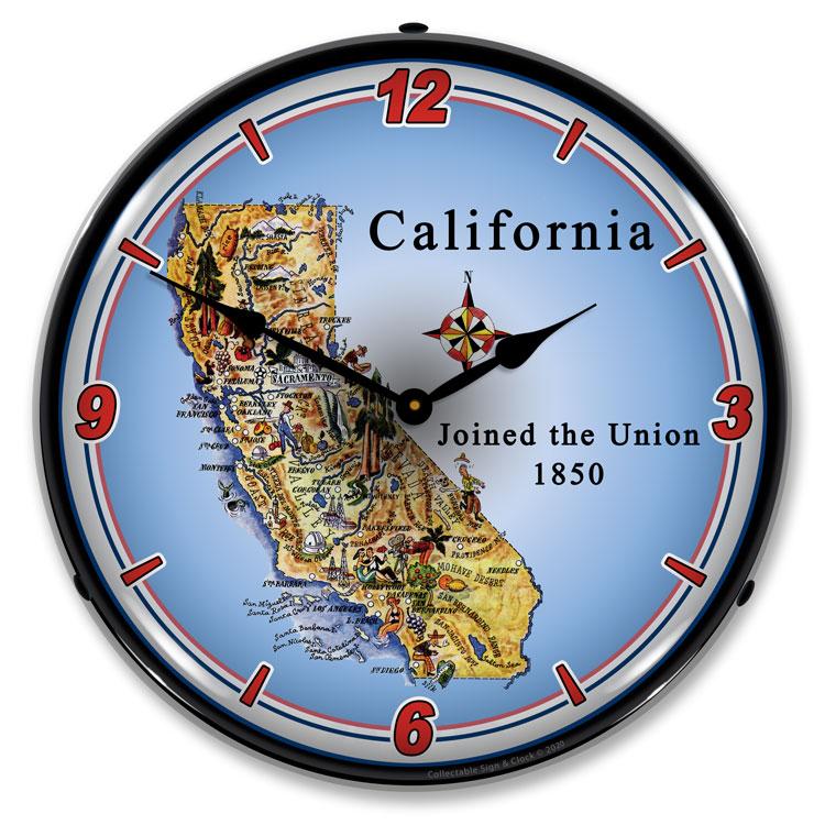 Collectable Sign and Clock - State of California Clock - 