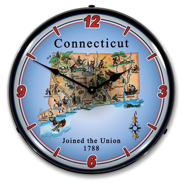 Collectable Sign and Clock - State of Connecticut Clock - 