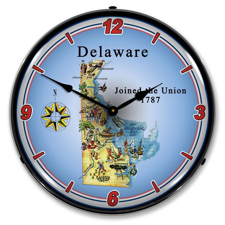 Collectable Sign and Clock - State of Delaware Clock - Wall 