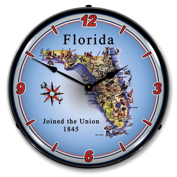 Collectable Sign and Clock - State of Florida Clock - Wall 