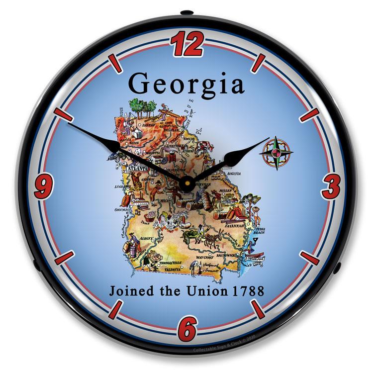 Collectable Sign and Clock - State of Georgia Clock - Wall 