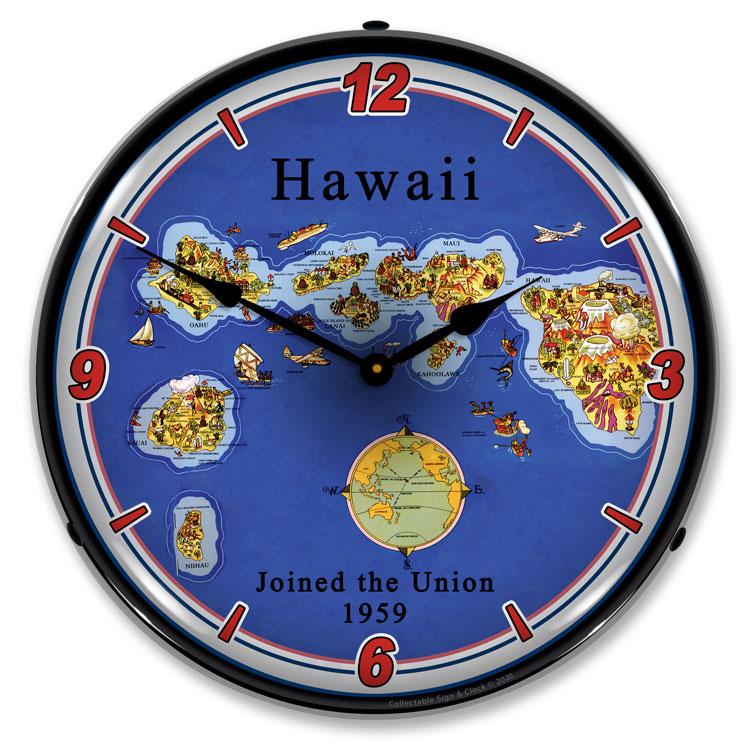 Collectable Sign and Clock - State of Hawaii Clock - Wall 