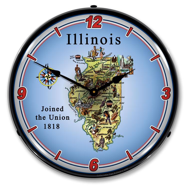Collectable Sign and Clock - State of Illinois Clock - Wall 