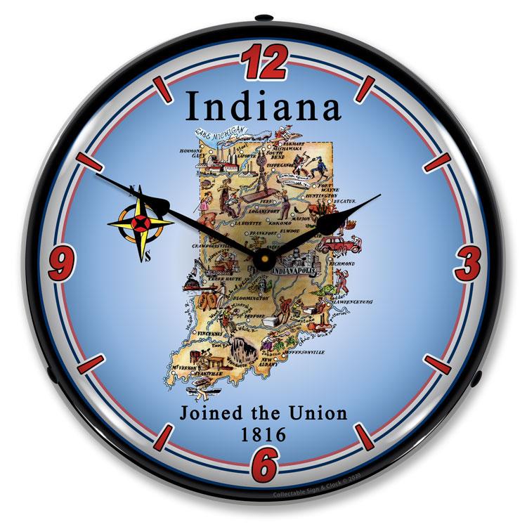 Collectable Sign and Clock - State of Indiana Clock - Wall 