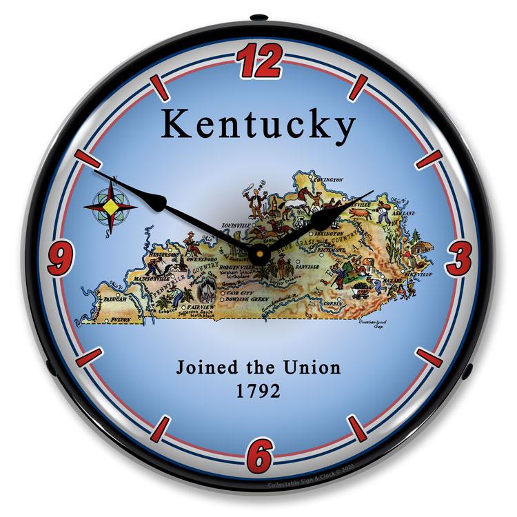 Collectable Sign and Clock - State of Kentucky Clock - Wall 