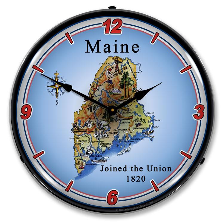 Collectable Sign and Clock - State of Maine Clock - Wall 