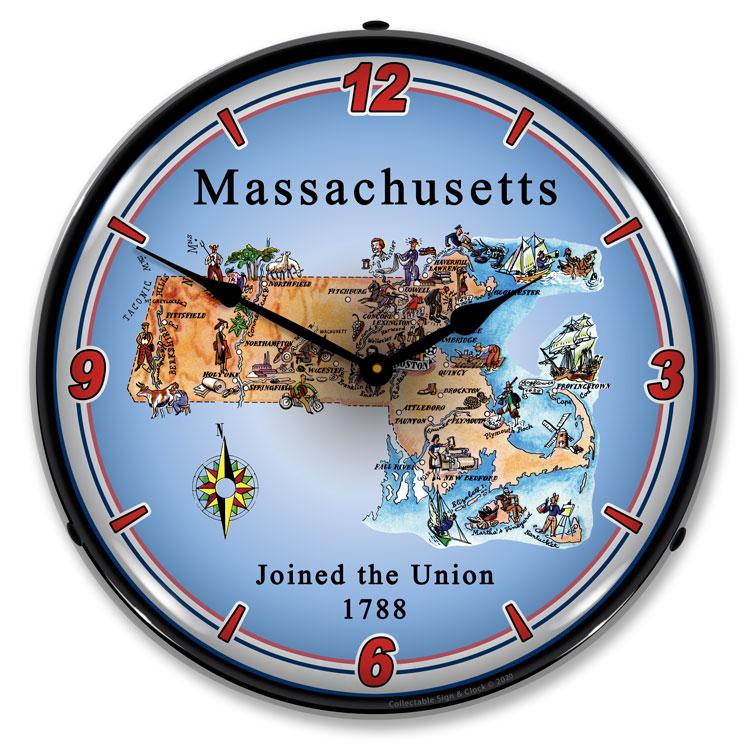 Collectable Sign and Clock - State of Massachusetts Clock - 