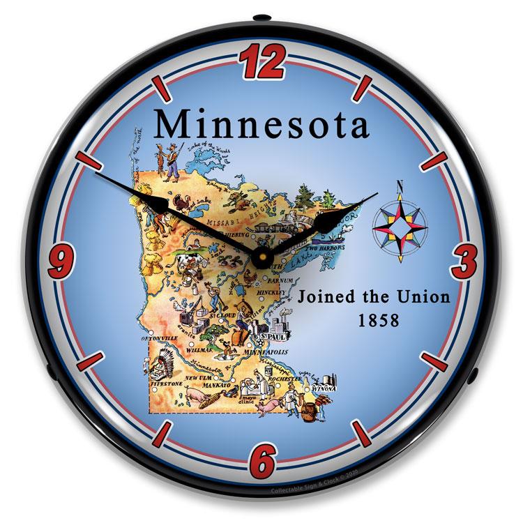 Collectable Sign and Clock - State of Minnesota Clock - Wall