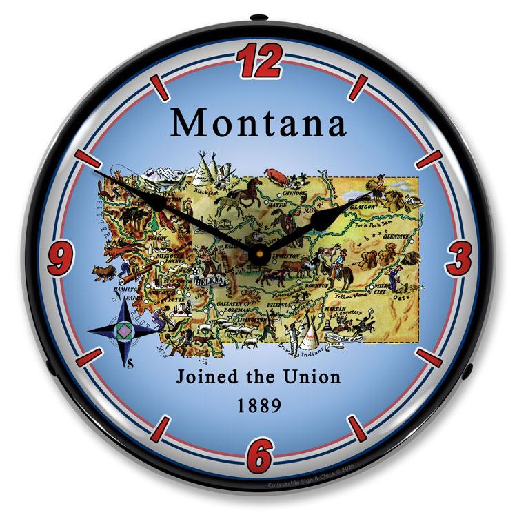Collectable Sign and Clock - State of Montana Clock - Wall 