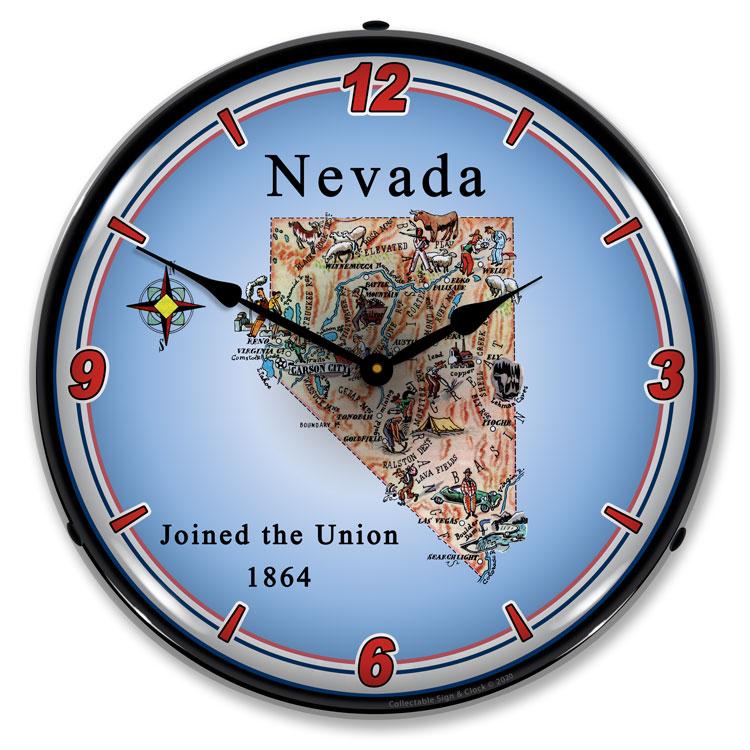 Collectable Sign and Clock - State of Nevada Clock - Wall 