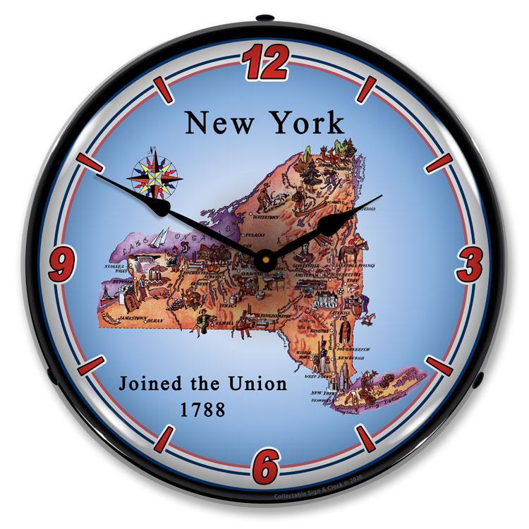 Collectable Sign and Clock - State of New York Clock - Wall 