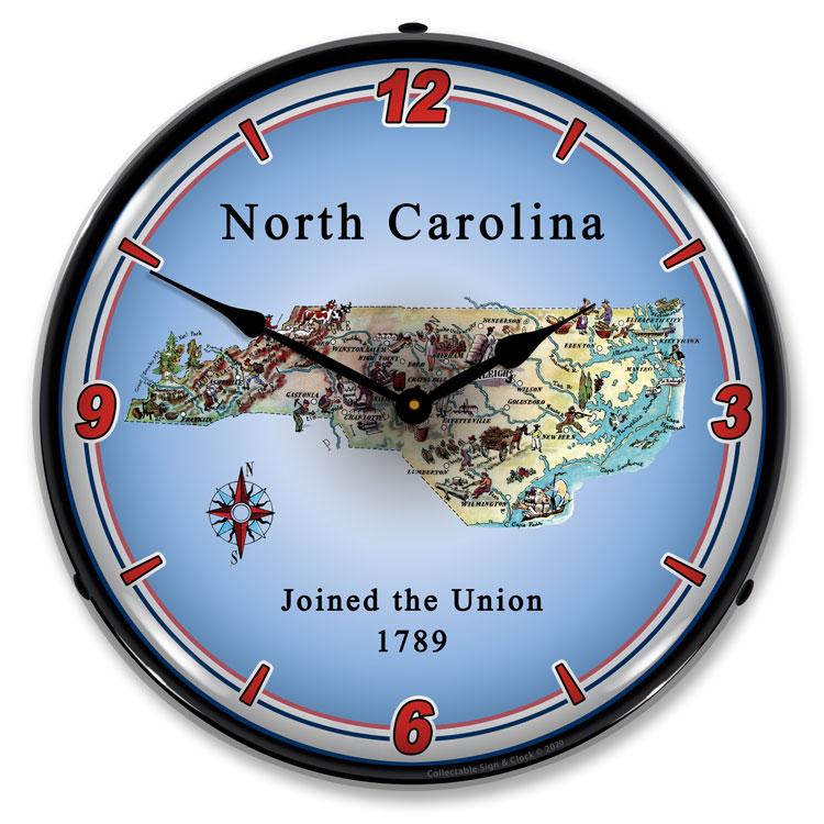 Collectable Sign and Clock - State of North Carolina Clock -