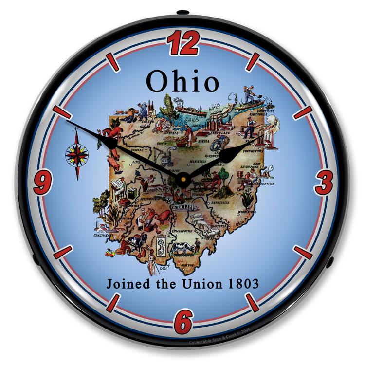 Collectable Sign and Clock - State of Ohio Clock - Wall 
