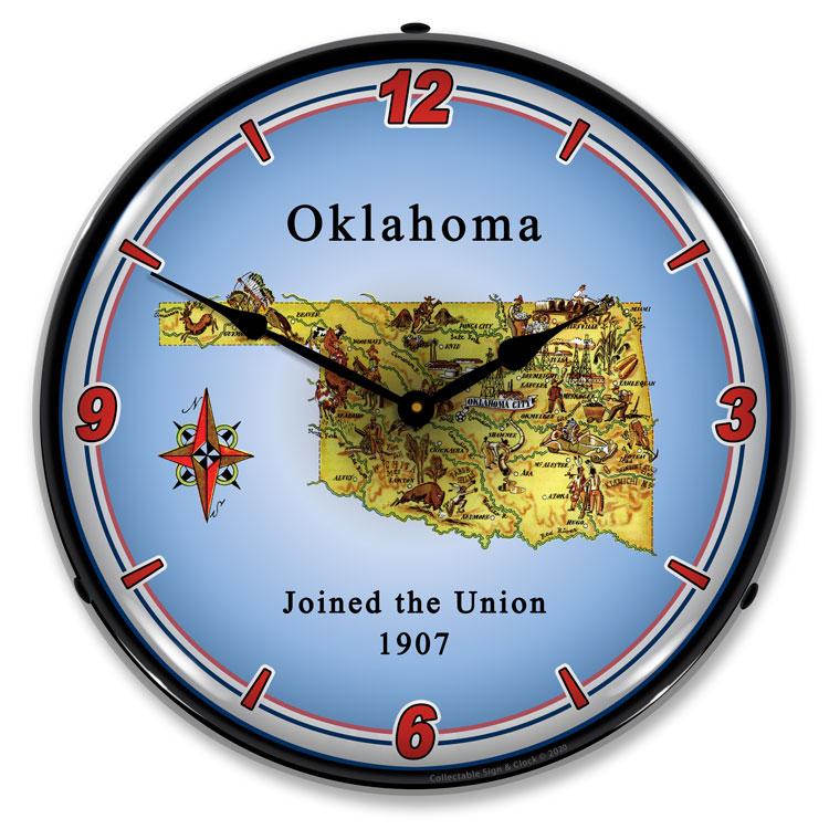 Collectable Sign and Clock - State of Oklahoma Clock - Wall 