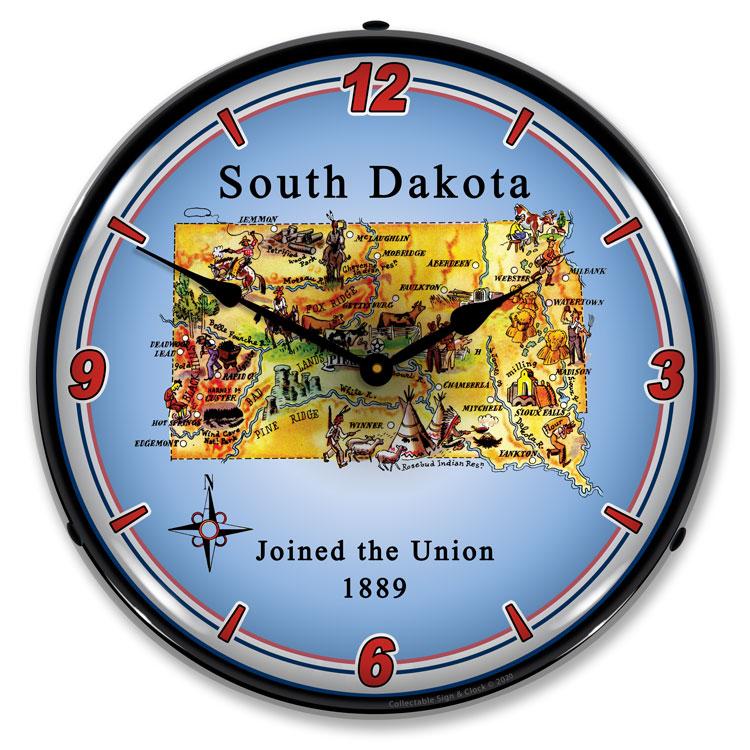 Collectable Sign and Clock - State of South Dakota Clock - 