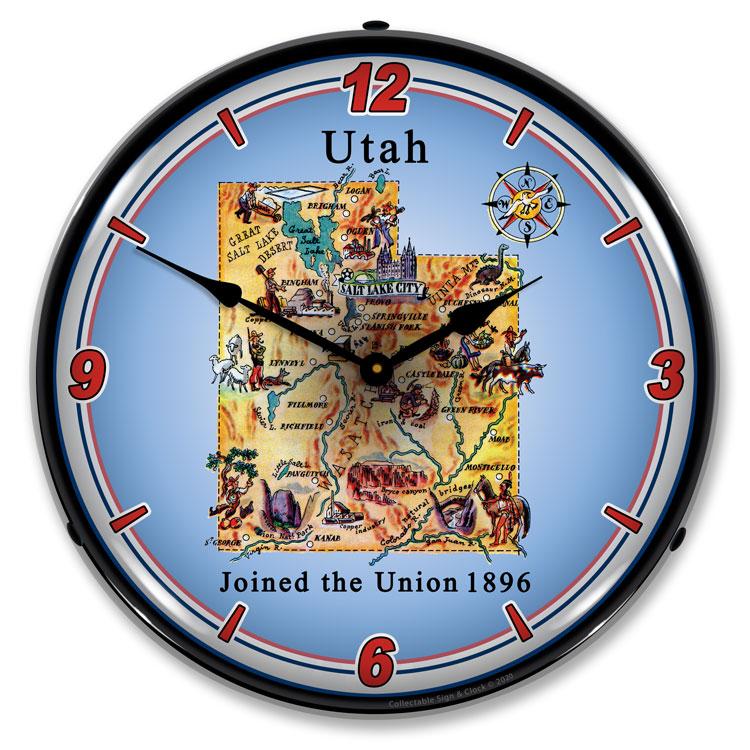 Collectable Sign and Clock - State of Utah Clock - Wall 
