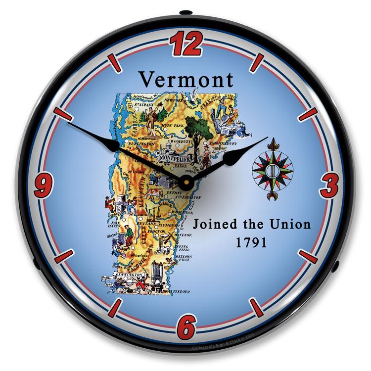 Collectable Sign and Clock - State of Vermont Clock - Wall 