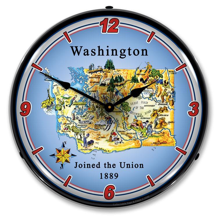 Collectable Sign and Clock - State of Washington Clock - 
