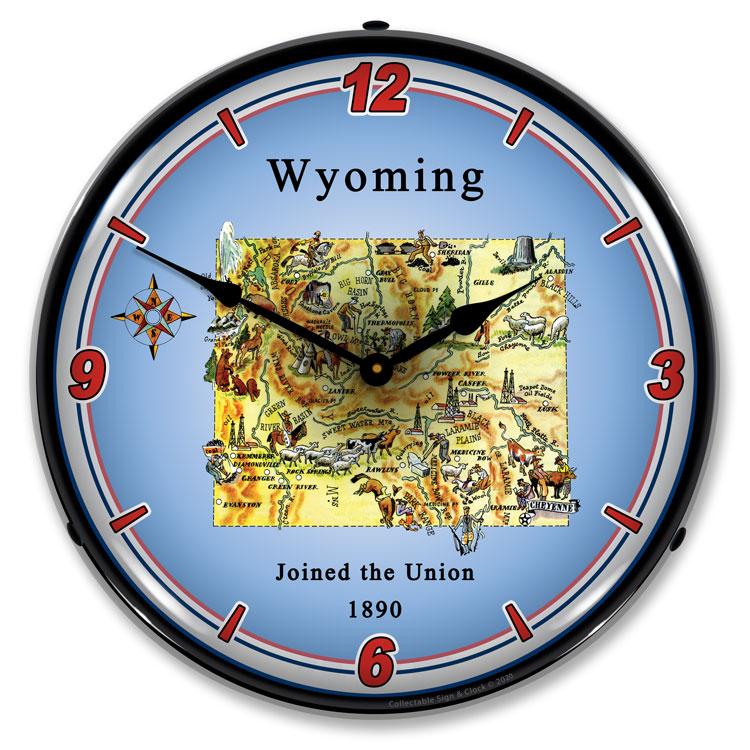 Collectable Sign and Clock - State of Wyoming Clock - Wall 