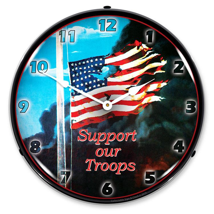 Collectable Sign and Clock - Support our Troops Clock - Wall