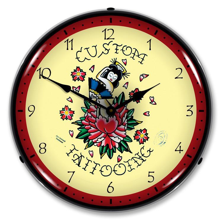 Collectable Sign and Clock - Tattoo Rose Clock - Wall Clocks