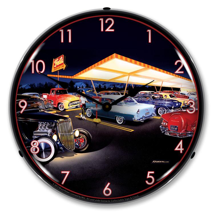 Collectable Sign and Clock - Teds Drive In Clock - Wall 