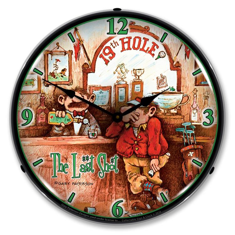 Collectable Sign and Clock - The Last Shot 19th Hole Clock -