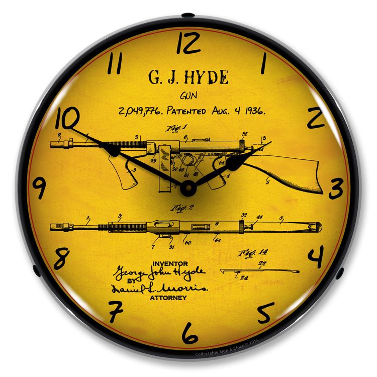 Collectable Sign and Clock - Thompson Sub Machine Gun Patent
