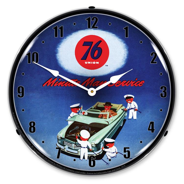 Collectable Sign and Clock - Union 76 Minute Man Service 