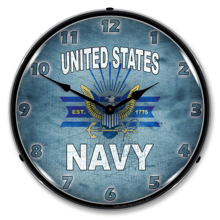 Collectable Sign and Clock - United States Navy Clock - Wall