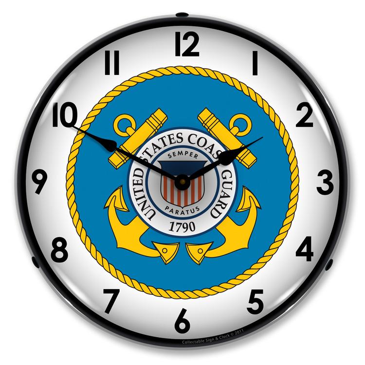 Collectable Sign and Clock - US Coast Guard Clock - Wall 