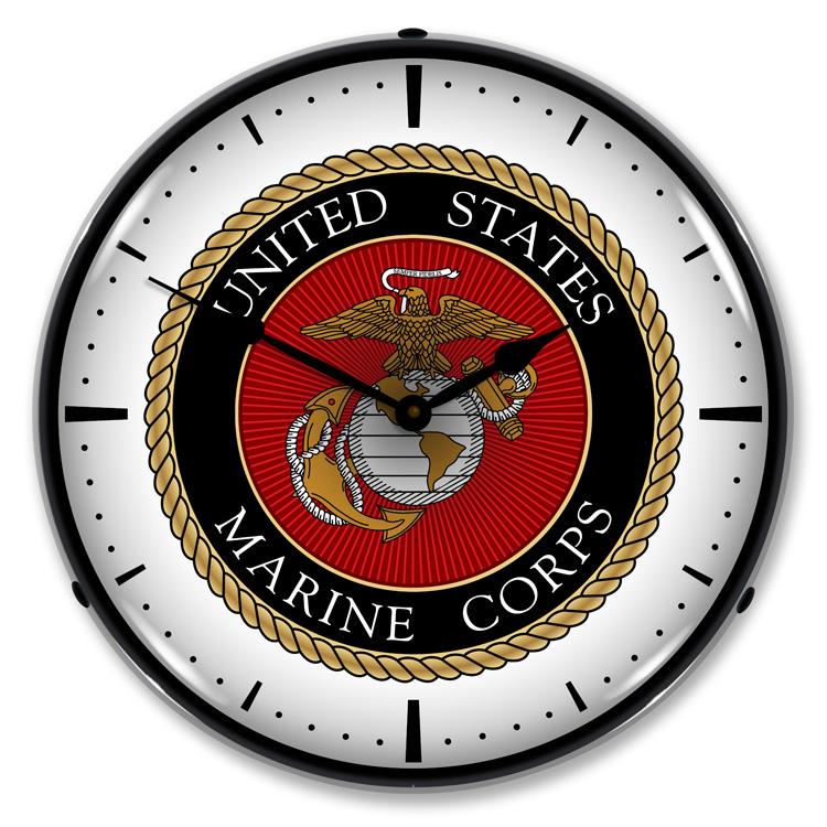 Collectable Sign and Clock - US Marine Corps Clock - Wall 