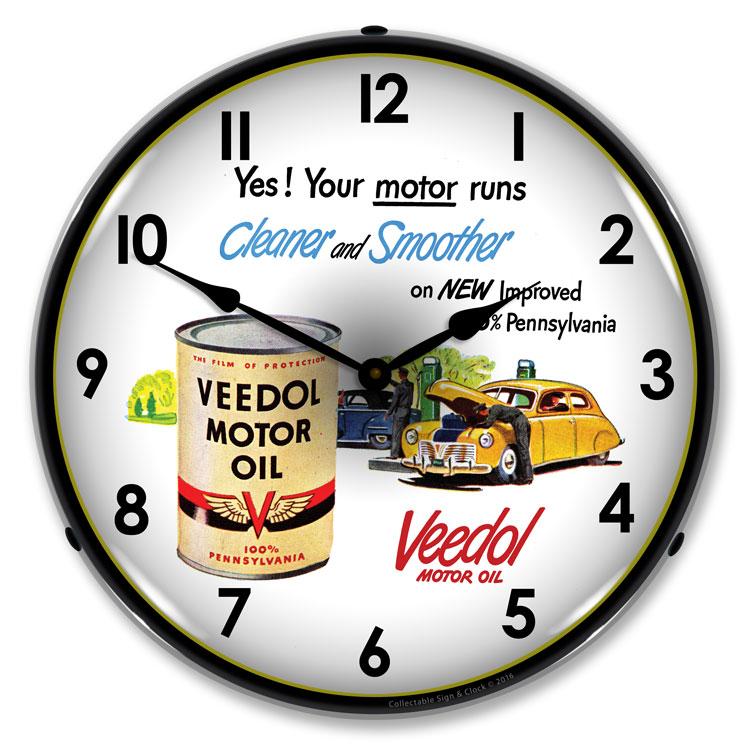 Collectable Sign and Clock - Veedol Motor Oil Clock - Wall 
