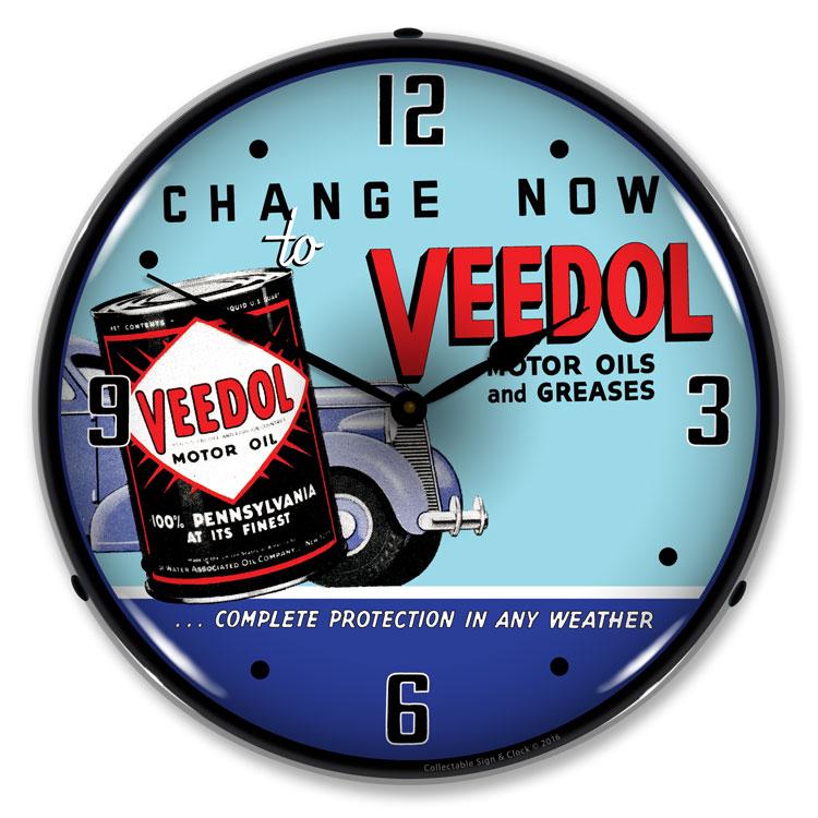 Collectable Sign and Clock - Veedol Oil and Grease Clock - 