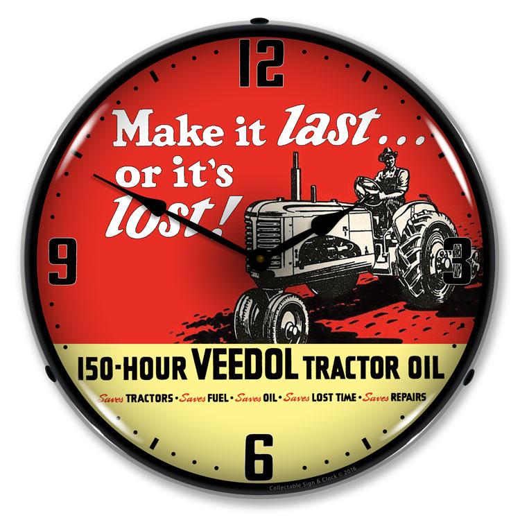 Collectable Sign and Clock - Veedol Tractor Oil Clock - Wall