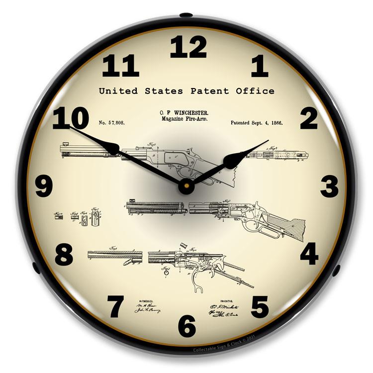 Collectable Sign and Clock - Winchester Lever Action Rifle 
